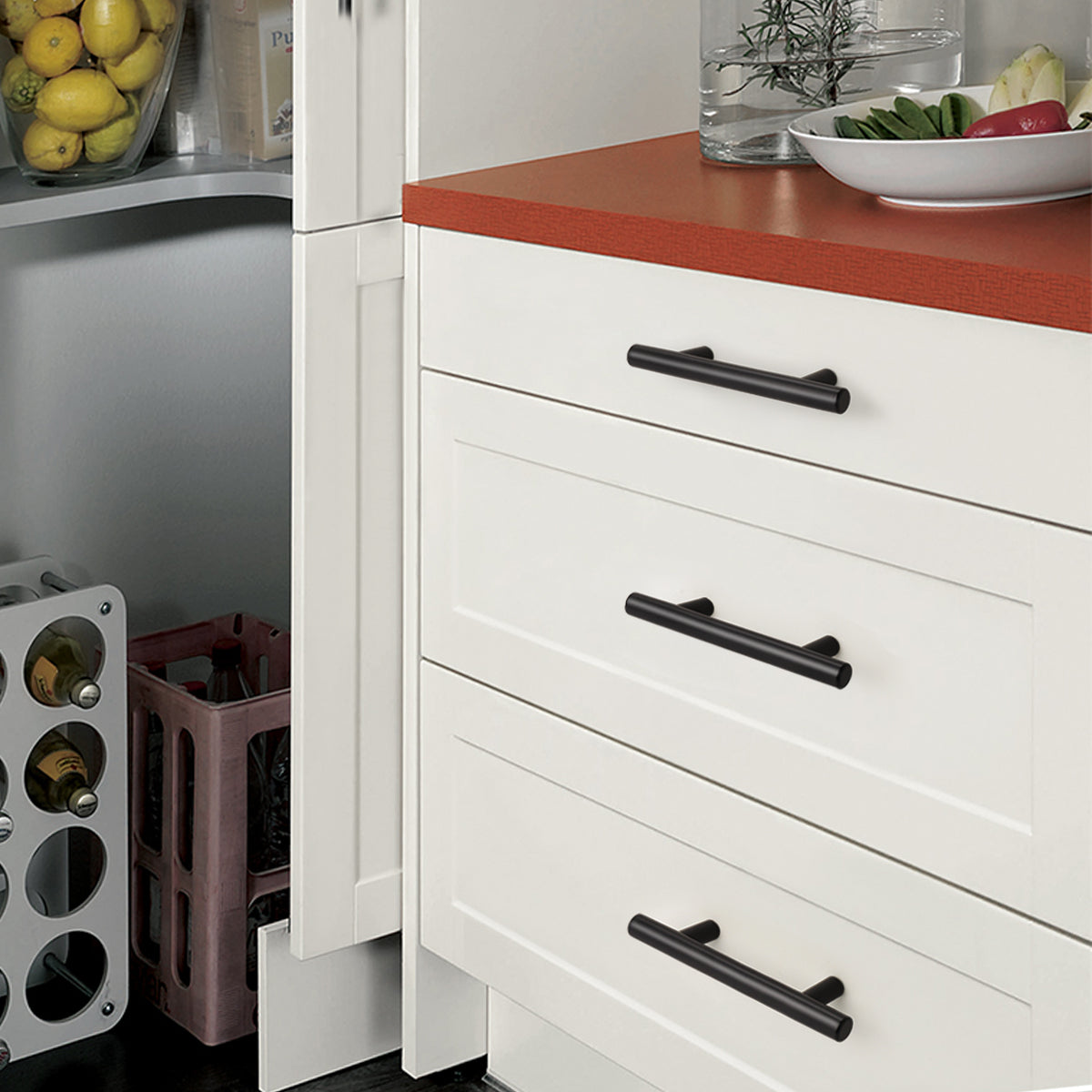 Black Cabinet Handles 3inch 76mm Hole Centers Modern Euro T Bar Pulls 5inch 127mm Length PD3383HBK76 15Pcs Black Cabinet Handles 3inch 76mm Hole Centers Modern Euro T Bar Pulls 5inch 127mm Length PD3383HBK76 15Pcs