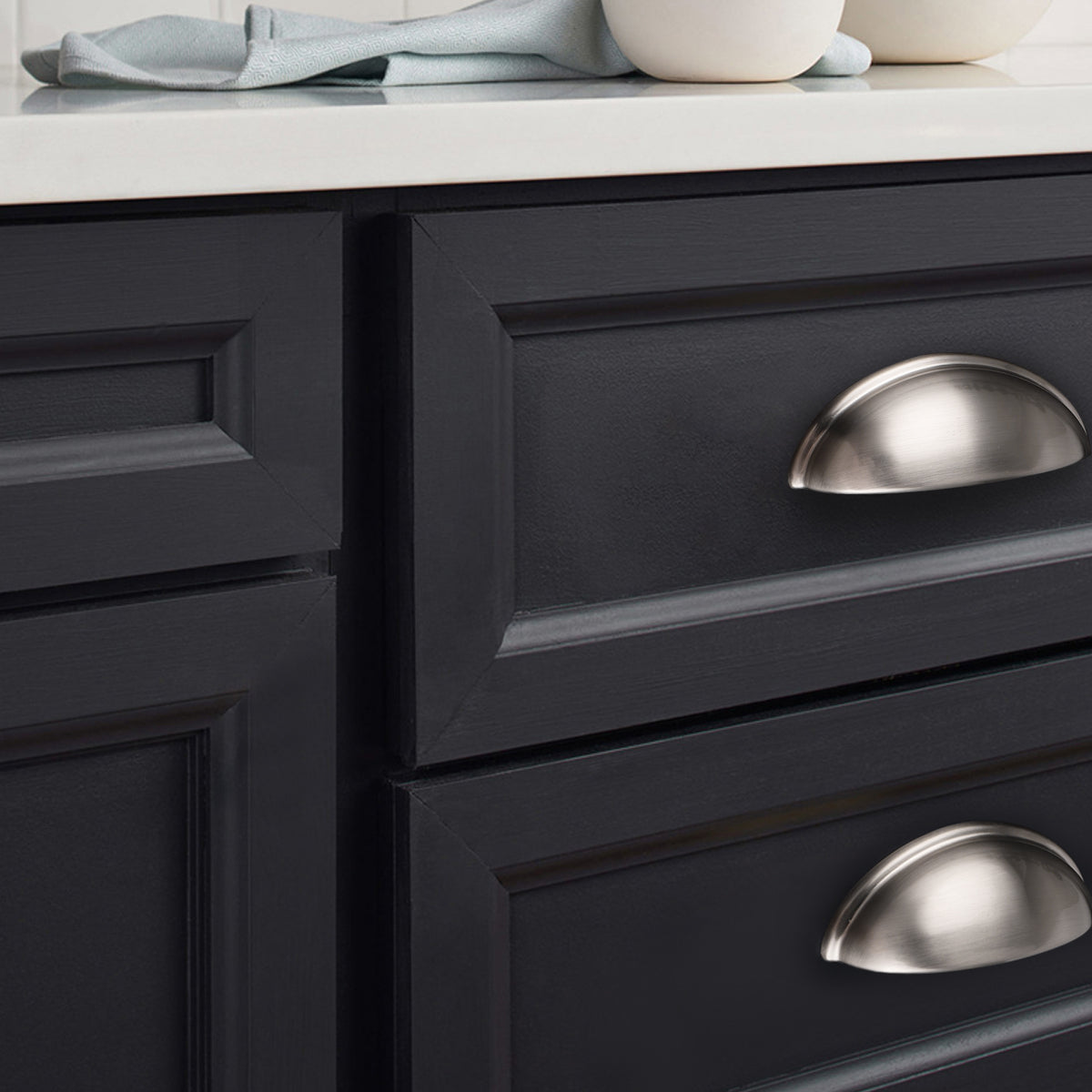 Satin Nickel Cup Pulls 76mm 3inch Hole Centers, Kitchen Cabinets Hardware PD82981 - Probrico