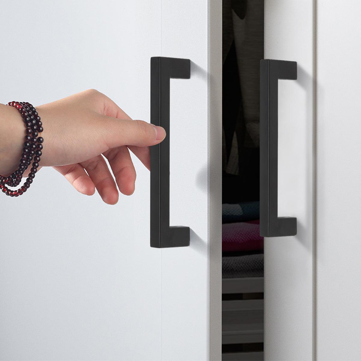 1/2" Square Bar Cabinet Handle Pulls Black Kitchen Hardware Drawer Pull and Knobs 2-12" PDDJS12HBK - Probrico