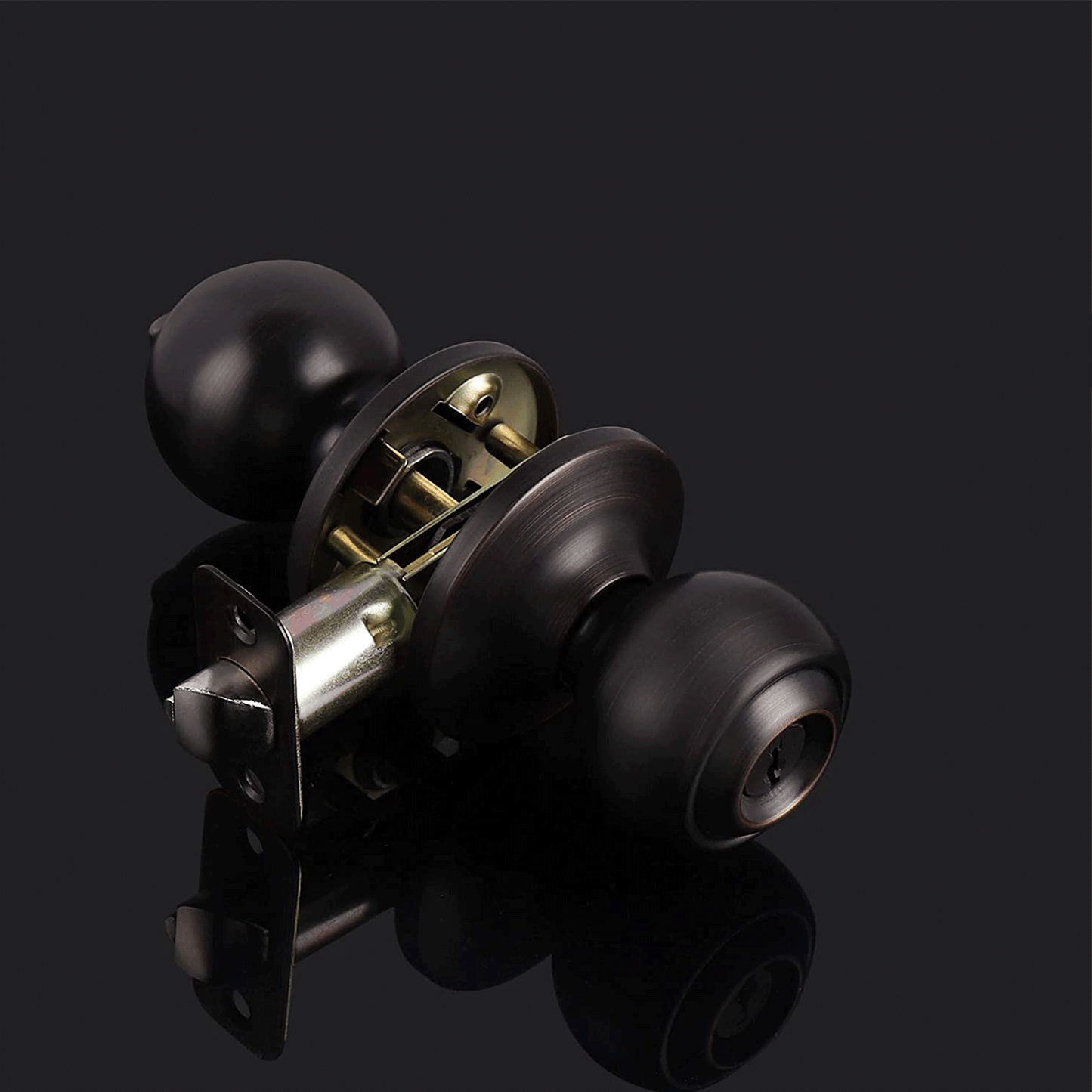Single Connect Rod Round Ball Knobs Entry Lock /Privacy/Passage/Dummy Knob, Oil Rubbed Bronze Finish DL5763ORB - Probrico