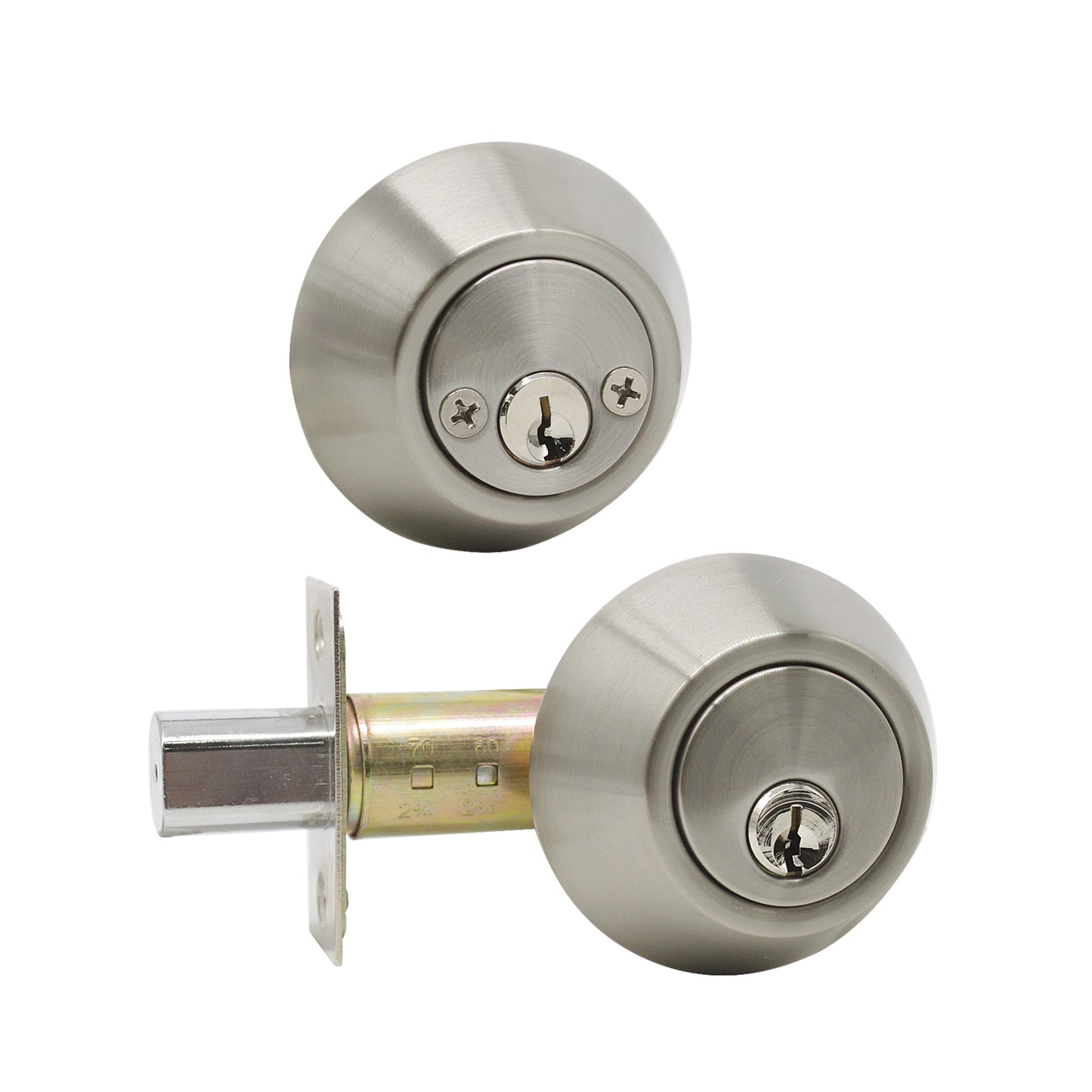 Double Cylinder Deadbolts with Key on Both Side, Keyed Entry Door Lock Satin Nickel Finish DLD102SN - Probrico