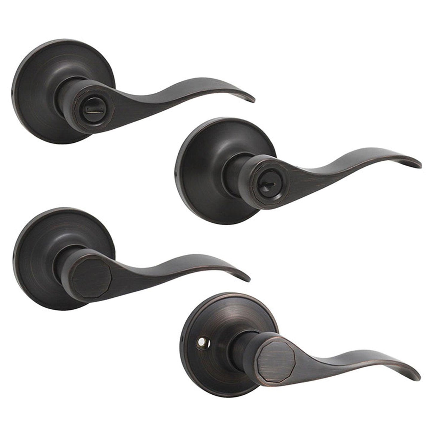 Wave Style Door Handle Keyed Entry/Privacy/Passage/Dummy Door Lock Levers, Oil Rubbed Bronze DL12061ORB - Probrico