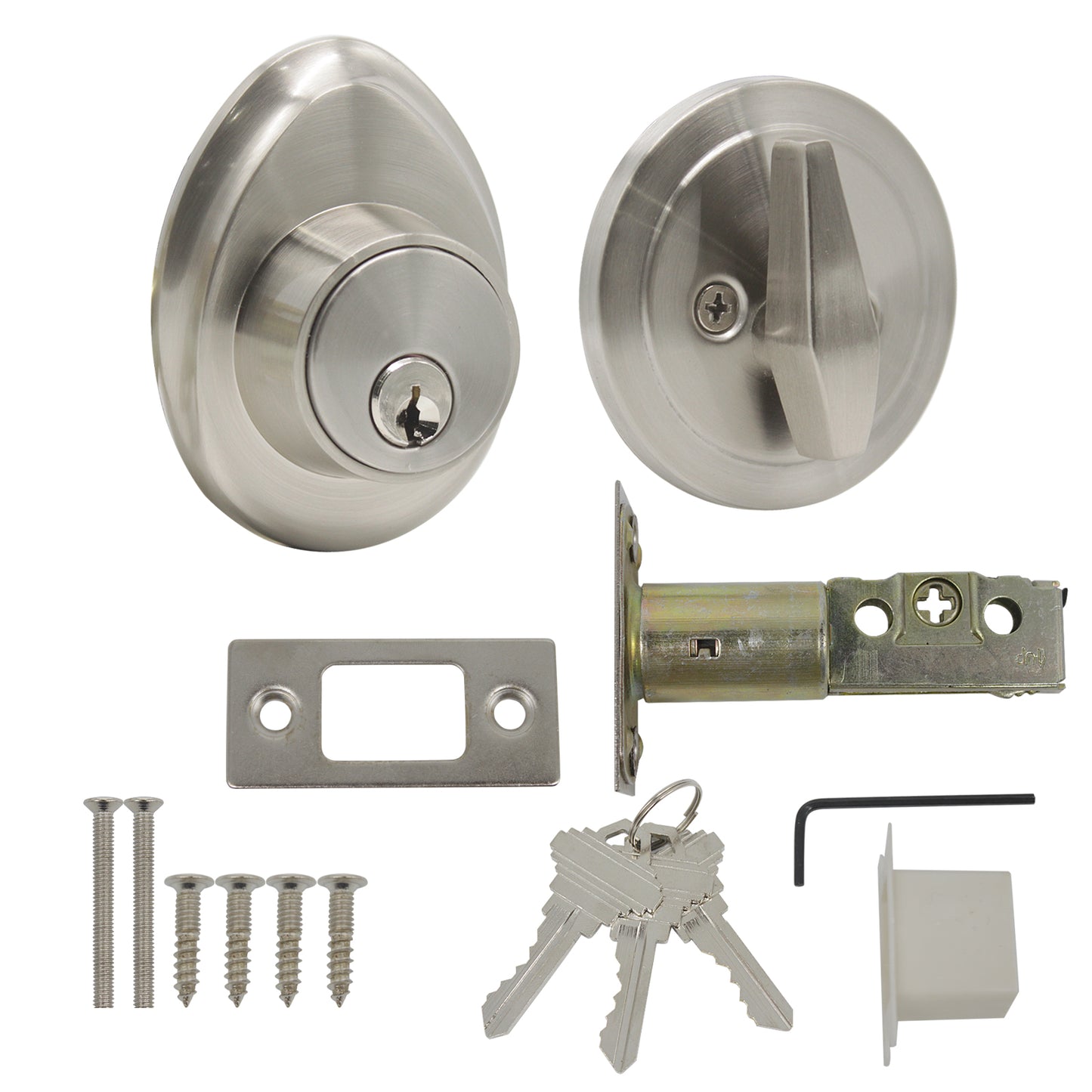 Single Cylinder Deadbolt Locks Satin Nickel Finish - Probrico
