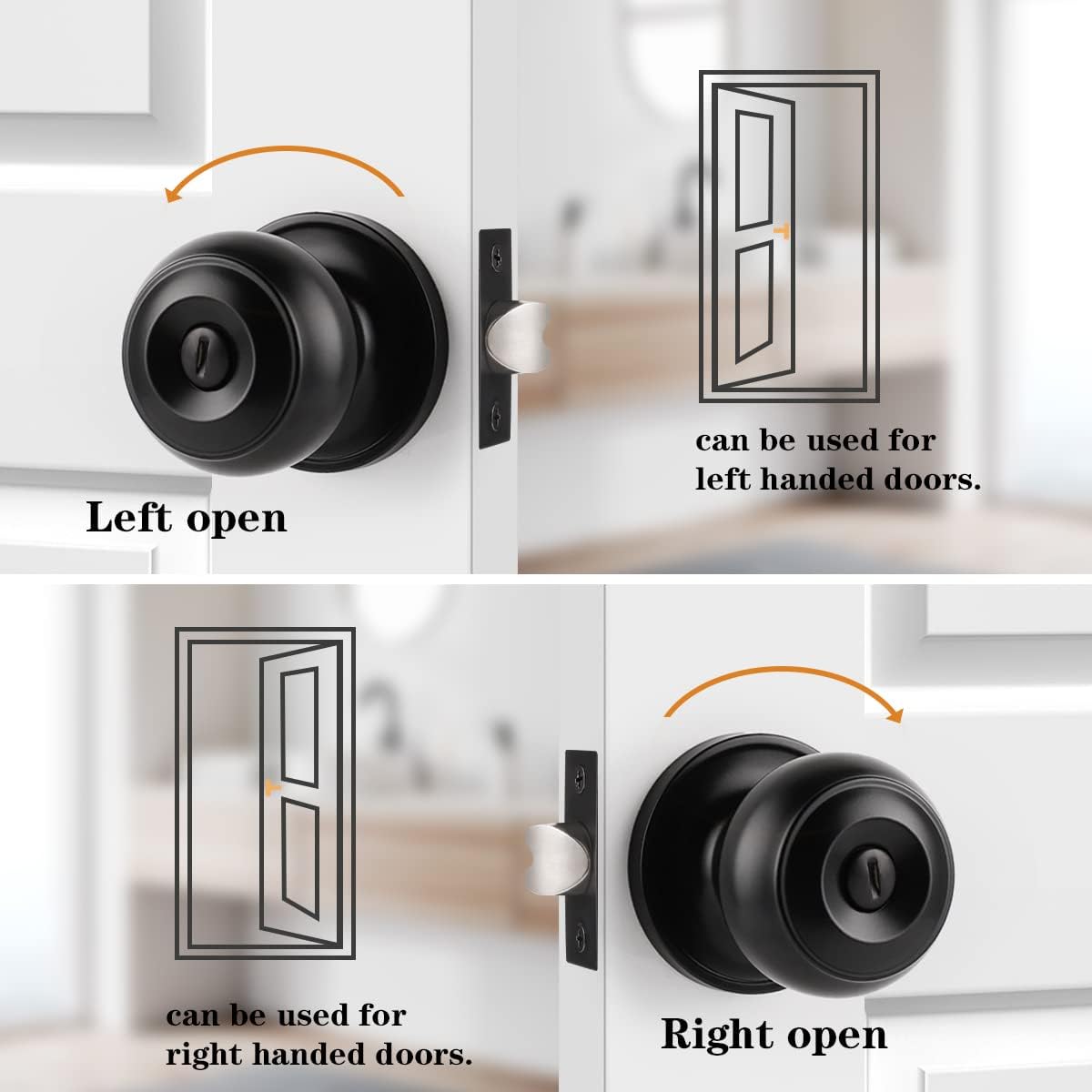 Flat Ball Knob Black Finish Keyed Alike/Keyed/Privacy/Passage/Dummy Door Knobs Locks DL609BK