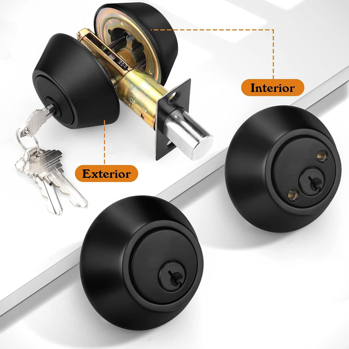 Double Cylinder Deadbolts with Key on Both Side, Keyed Entry Door Lock ...