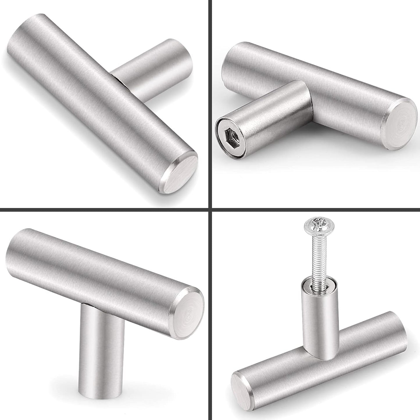 (30 Pack)Probrico Euro Bar Cabinet Knobs Satin Nickel Kitchen Cabinet Knobs Stainless Steel Furniture Cabinet Hardware Drawer Dresser Handles Pulls