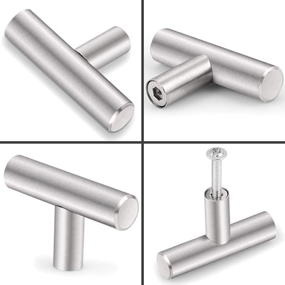 (30 Pack)Probrico Euro Bar Cabinet Knobs Satin Nickel Kitchen Cabinet Knobs Stainless Steel Furniture Cabinet Hardware Drawer Dresser Handles Pulls