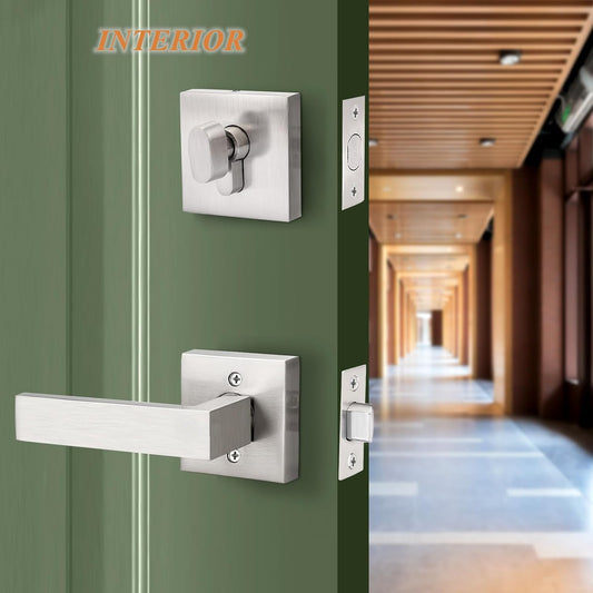 Passage Door Lever with Single Cylinder Deadbolts Combo Pack