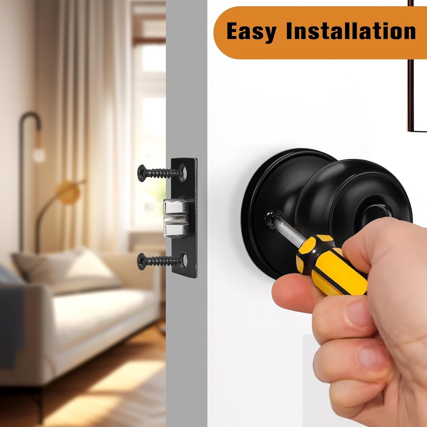 Flat Ball Knob Black Finish Keyed Alike/Keyed/Privacy/Passage/Dummy Door Knobs Locks DL609BK