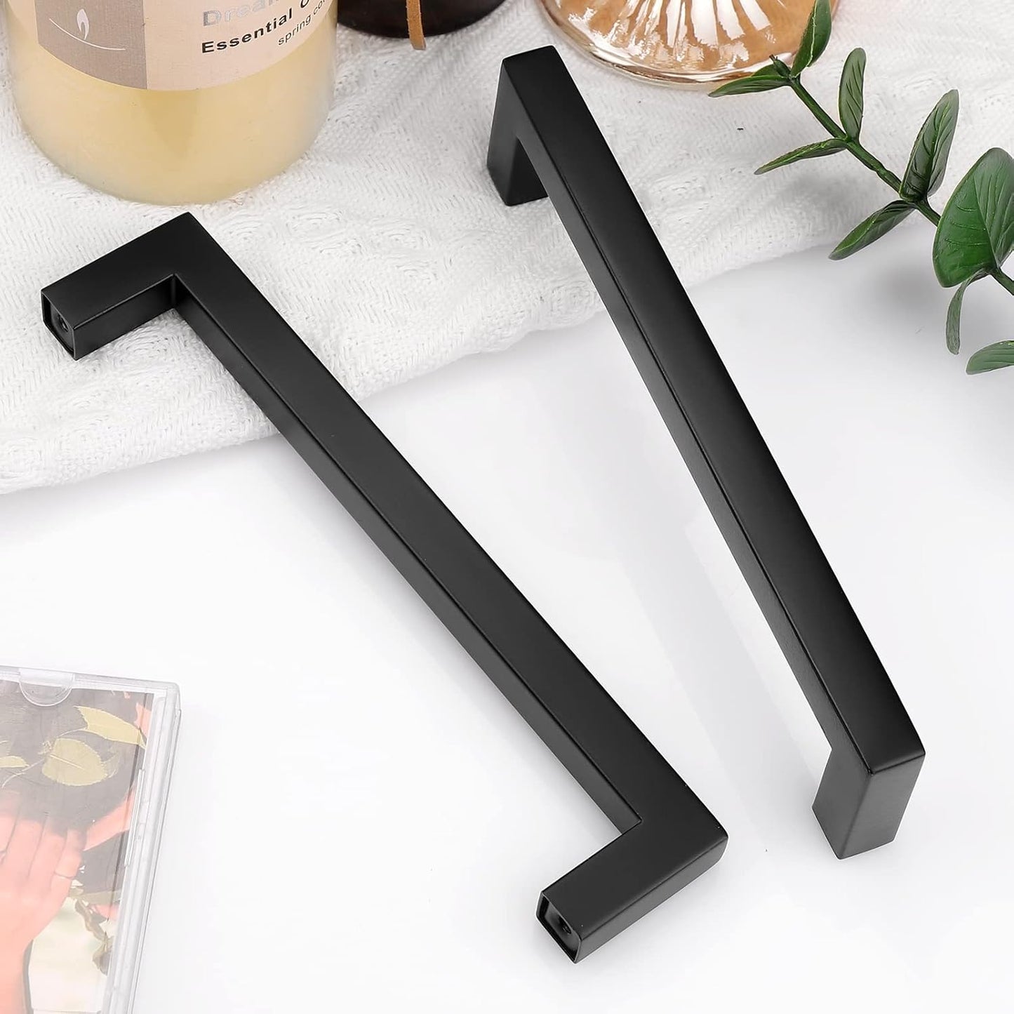 (5pack) 1/2" Square Cabinet Handles Black Finish 128mm 5inch Hole Centers PDDJS12HBK128