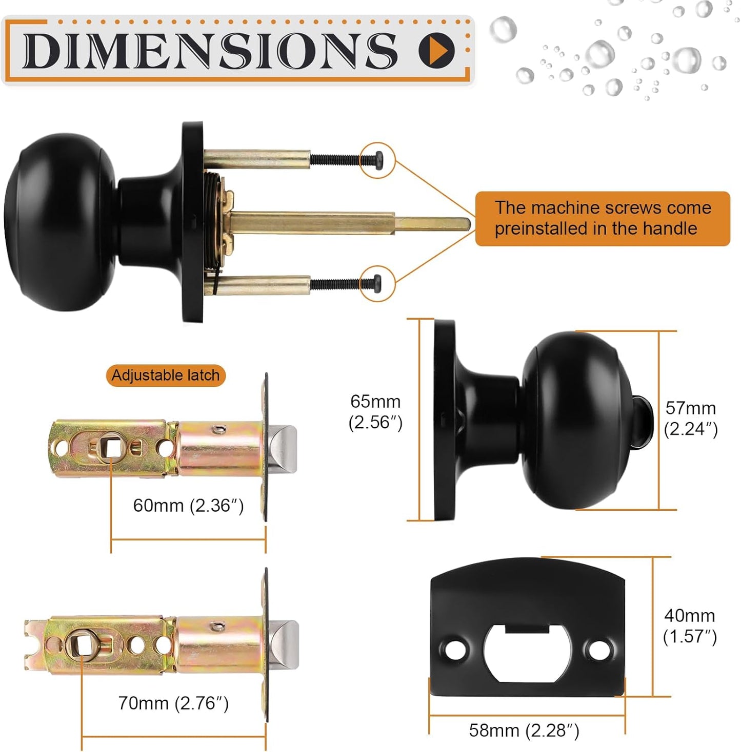 Flat Ball Knob Black Finish Keyed Alike/Keyed/Privacy/Passage/Dummy Door Knobs Locks DL609BK