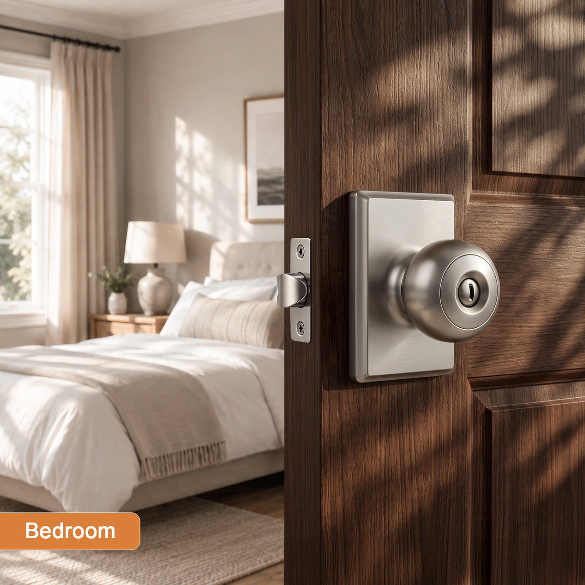 Probrico 3 Packs Hall/Closet Passage Door Knob, Brushed Nickel Interior Door Knobs with no lock,ANSI Grade 3, 250,000-Cycle Tested,Rectangular Rose Covers Old Knob Marks,Stainless Steel