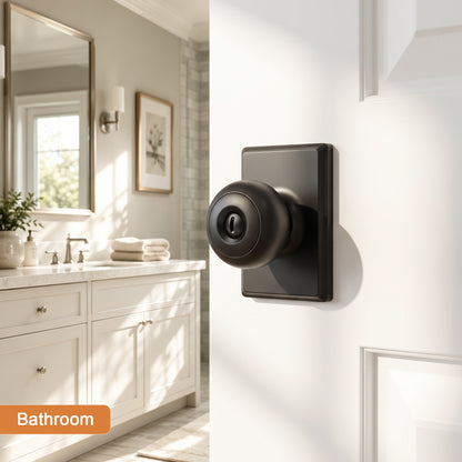 Probrico 3 Packs Hall/Closet Passage Door Knob, Matte Black Interior Door Knobs with no lock,ANSI Grade 3, 250,000-Cycle Tested,Rectangular Rose Covers Old Knob Marks,Stainless Steel