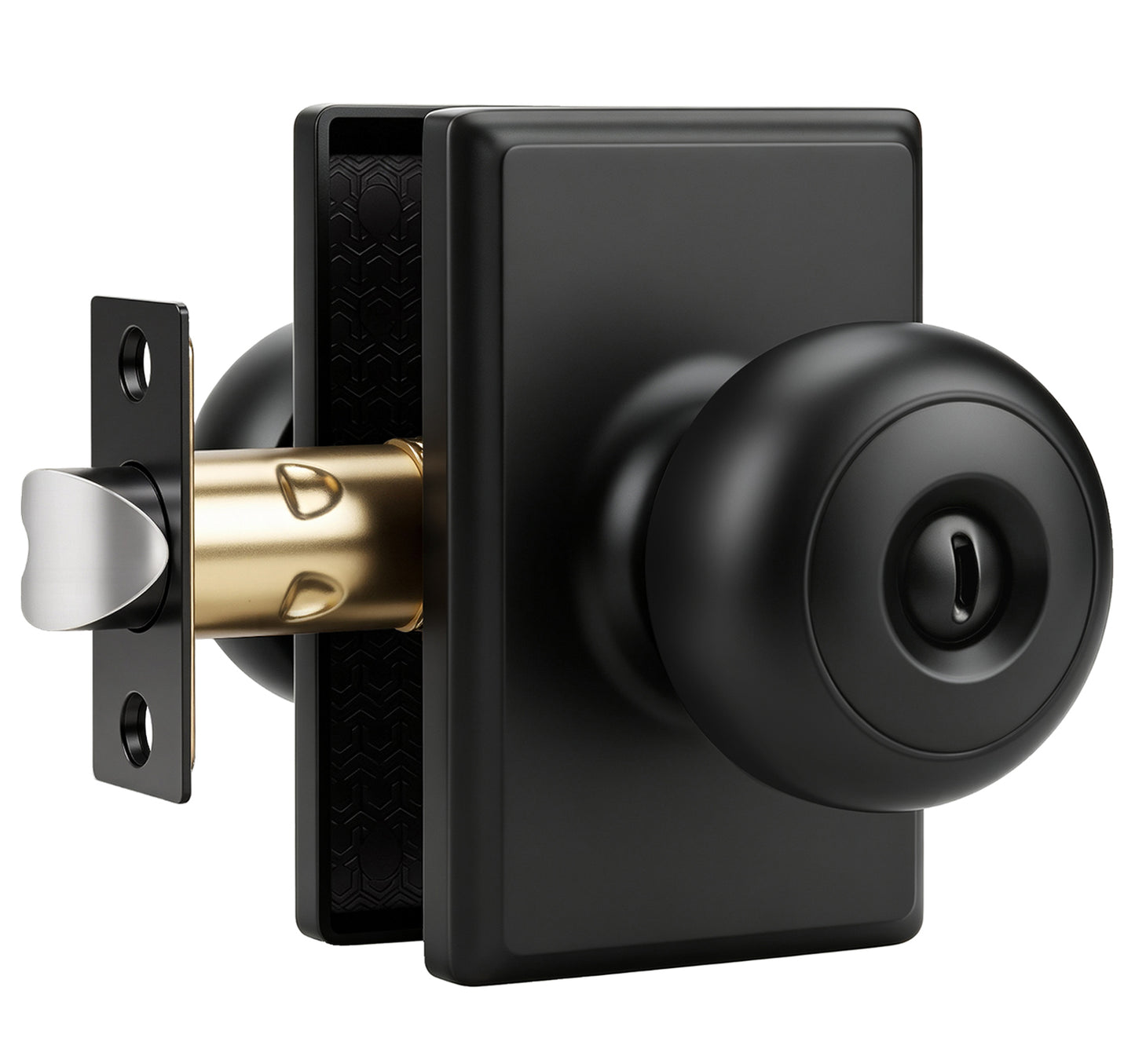Probrico 3 Packs Hall/Closet Passage Door Knob, Matte Black Interior Door Knobs with no lock,ANSI Grade 3, 250,000-Cycle Tested,Rectangular Rose Covers Old Knob Marks,Stainless Steel