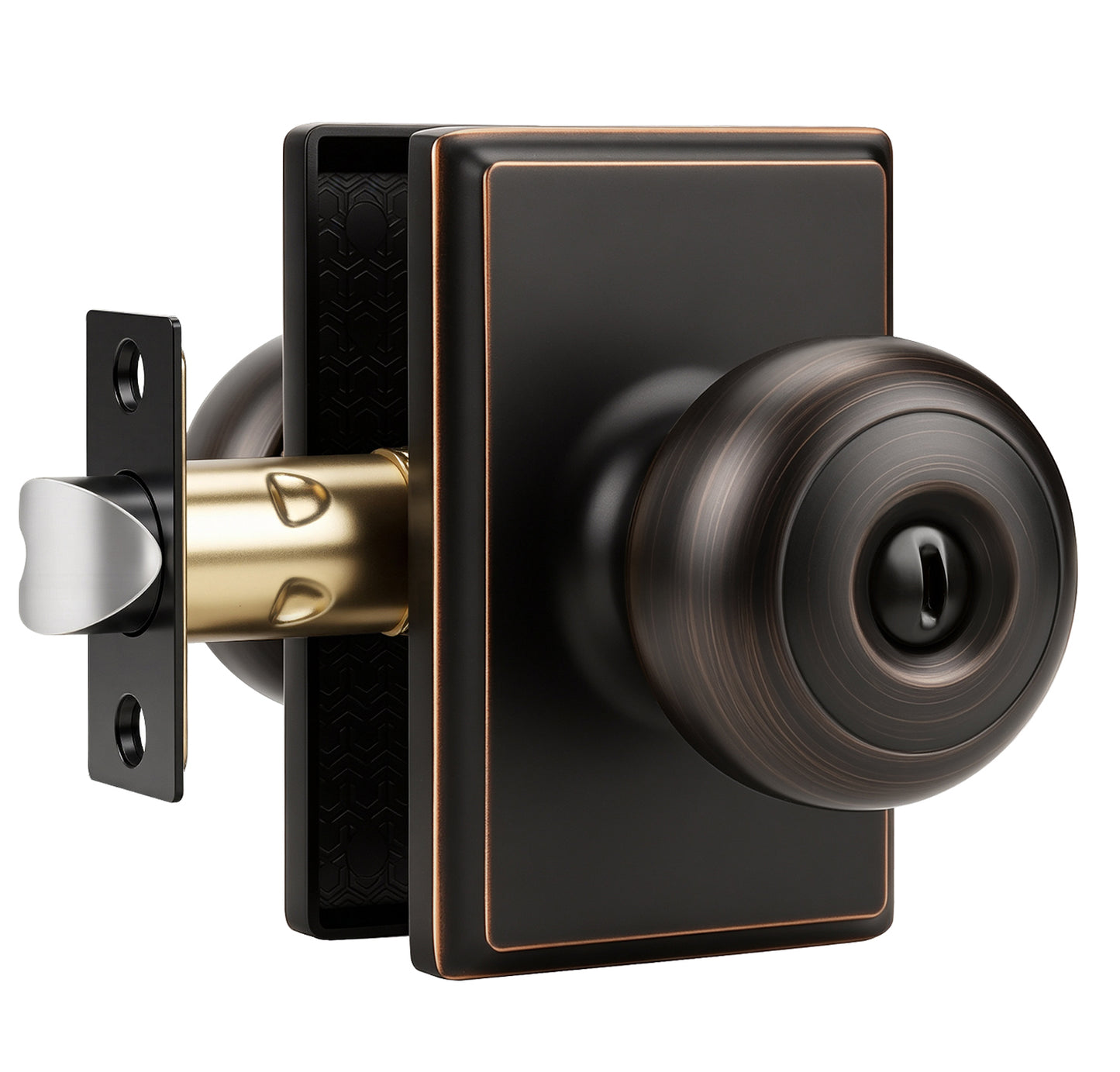 Probrico 3 Packs Hall/Closet Passage Door Knob, Oil Rubbed Bronze Interior Door Knob with no lock,ANSI Grade 3, 250,000-Cycle Tested,Rectangular Rose Covers Old Knob Marks,Stainless Steel