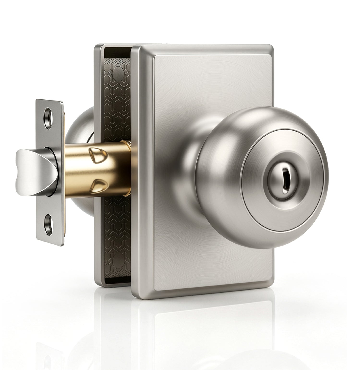 Probrico 3 Packs Hall/Closet Passage Door Knob, Brushed Nickel Interior Door Knobs with no lock,ANSI Grade 3, 250,000-Cycle Tested,Rectangular Rose Covers Old Knob Marks,Stainless Steel