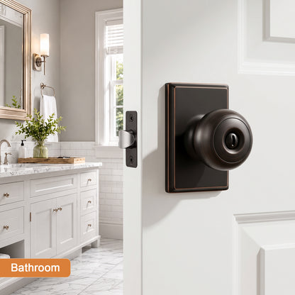Probrico 3 Packs Hall/Closet Passage Door Knob, Oil Rubbed Bronze Interior Door Knob with no lock,ANSI Grade 3, 250,000-Cycle Tested,Rectangular Rose Covers Old Knob Marks,Stainless Steel