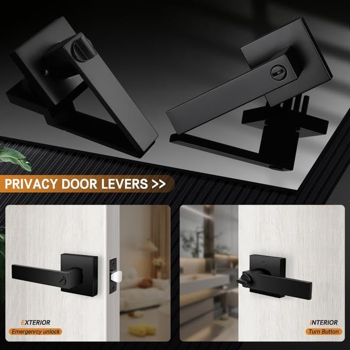 Black Finish Privacy Door Handles