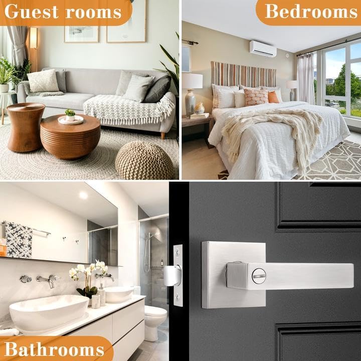 Brush Nickel Door Handles Privacy Function