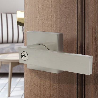 Interior Keyed Entry Door Lock Lever set, Brushed Nickel Door Handle DL01SNET - Probrico
