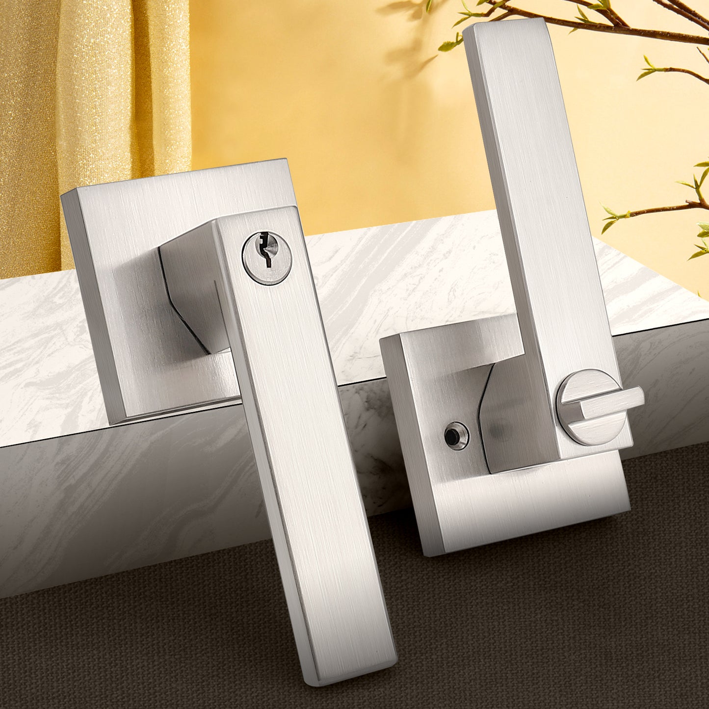 Heavy Duty Door Handles Brushed Nickel Finish, Entry Keyed Lock/ Privacy/Passage/Dummy Function, DL01SN - Probrico