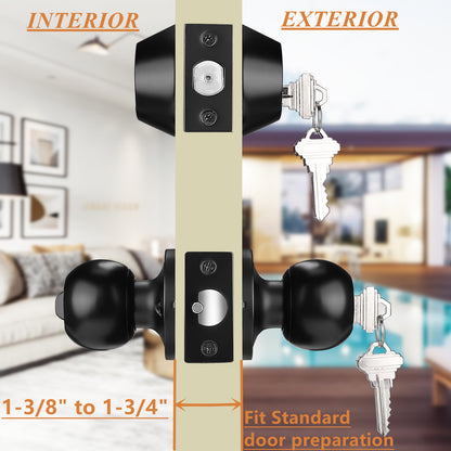 Black Keyed Alike Entry Knobs Front Door Locks Exterior Lockset and Single Cylinder Deadbolt Combination Set DL607ET-101BK