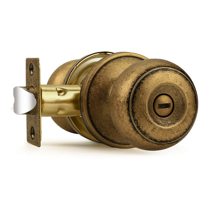 Probrico Aged Brass Door Knobs for Bedroom Bathroom, Interior Door Knob with Round Ball, Antique Brass Privacy Door Knob, 6 Pack