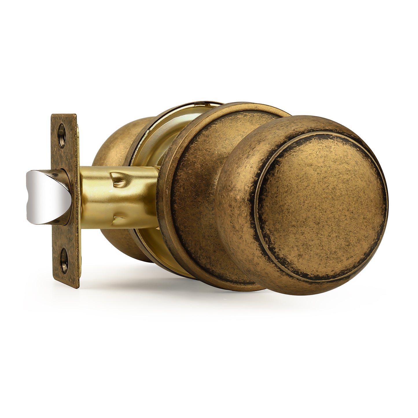 Probrico Aged Brass Interior Door Knob for Hallway, Antique Brass Door Knobs Closet Door Knob, Passage Door Knobs with Round Ball Knob, 1 Pack