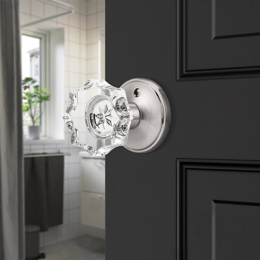Probrico Diamond Shape Crystal Door Knob Heavy Duty Octagon Glass Interior Door Knob