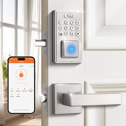 Probrico Keyless Entry Door Lock Smart Locks for Front Door, Keypad Door Lock with Handle Satin Nickel