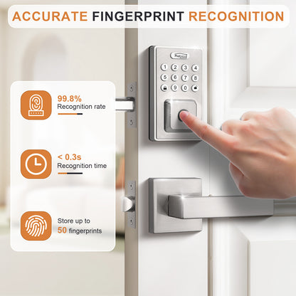 Probrico Keyless Entry Door Lock Smart Locks for Front Door, Keypad Door Lock with Handle Satin Nickel