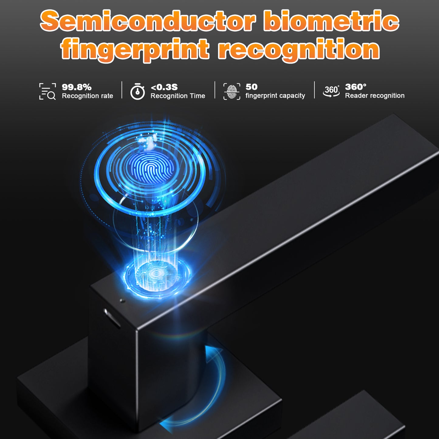 Probrico Black Smart Lock Keyless Entry Door Lock with Handle Fingerprint Door Lock for Bedroom Bathroom