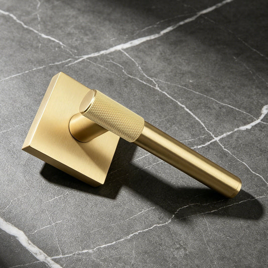 Heavy Duty Door Handles Knurled Gold  Finish, Privacy/Passage Function, DL38305GD