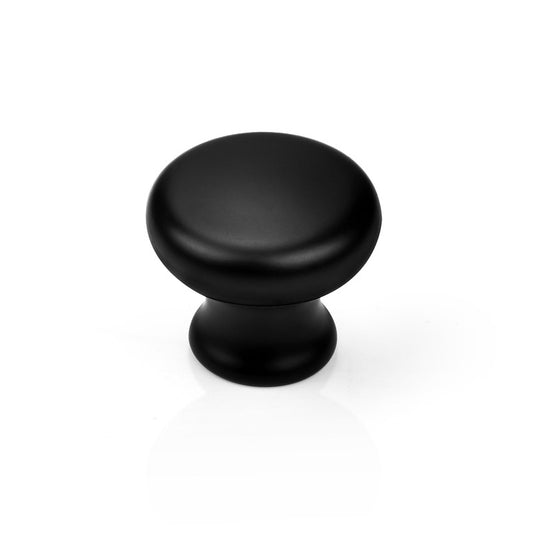 Matte Black Single Hole Cabinet Knobs Modern Pulls for Dresser Drawers, Bathroom Vanity, Nightstands & Closets, 1-1/2 inch (33 mm) Diameter
