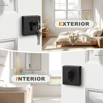 Square Design Door Deadbolt with Single Cylinder Lock Black Finish DLD105BK
