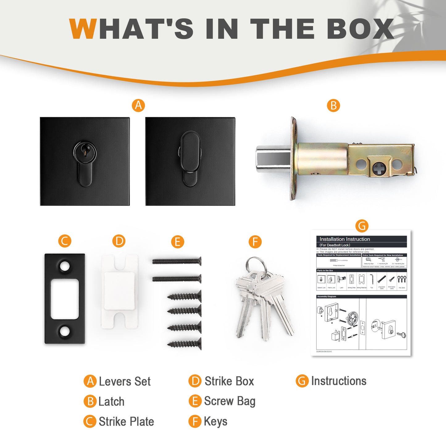 Square Design Door Deadbolt with Single Cylinder Lock Black Finish DLD105BK