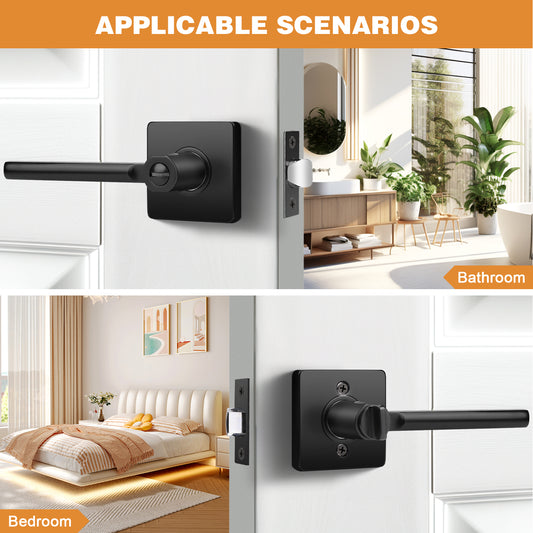 Heavy Duty Door Handles Matte Black Finish, Privacy/Passage Function, DL1603BK