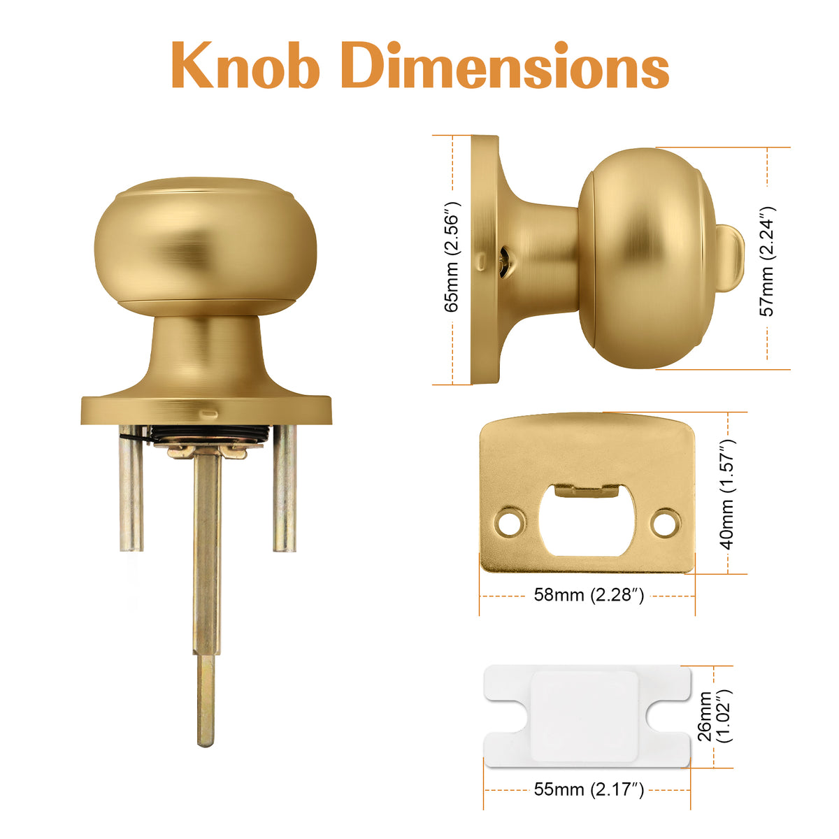 Probrico Champagne Bronze Door Knobs for Bedroom Bathroom, Interior Door Knob with Round Ball, Champagne Privacy Door Knob, 6 Pack