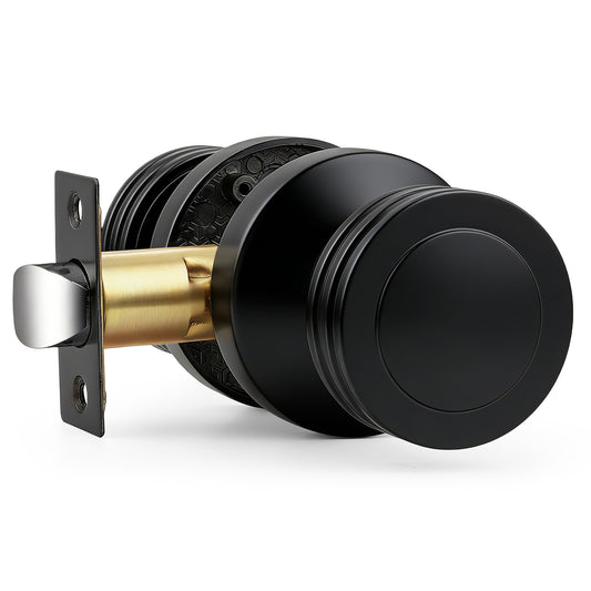 Probrico Keyless Passage Door Knobs with Vintage Design Passage Door Knobs for Interior Doors for Hallway Closet in Black Finish