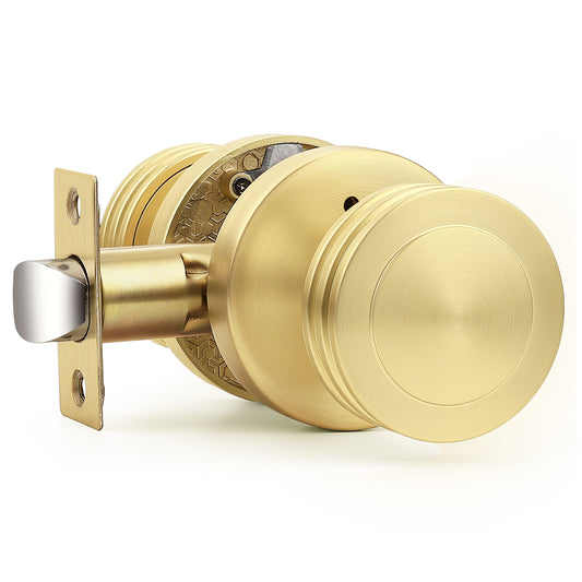 Probrico Privacy Door Knobs with Push-Button Vintage Design Door Knobs for Interior Doors Bedroom Bathroom,Gold Finish