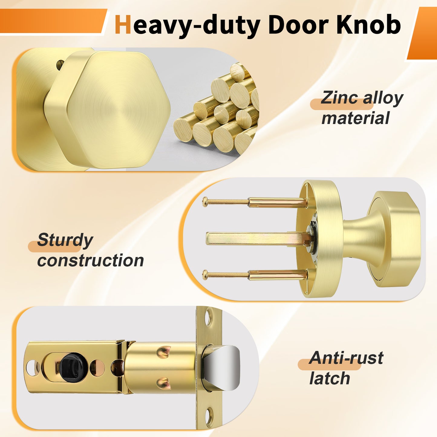 Hexagon Door Knobs for Bedroom