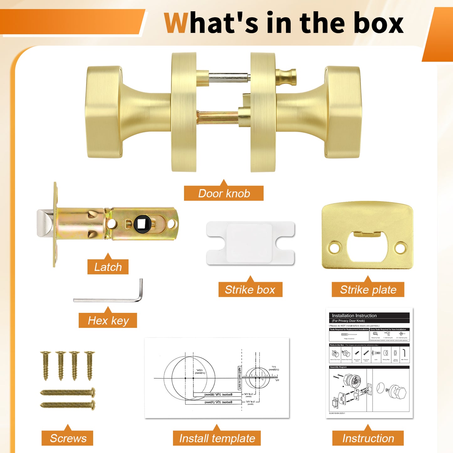 Hexagon Door Knobs for Bathroom 