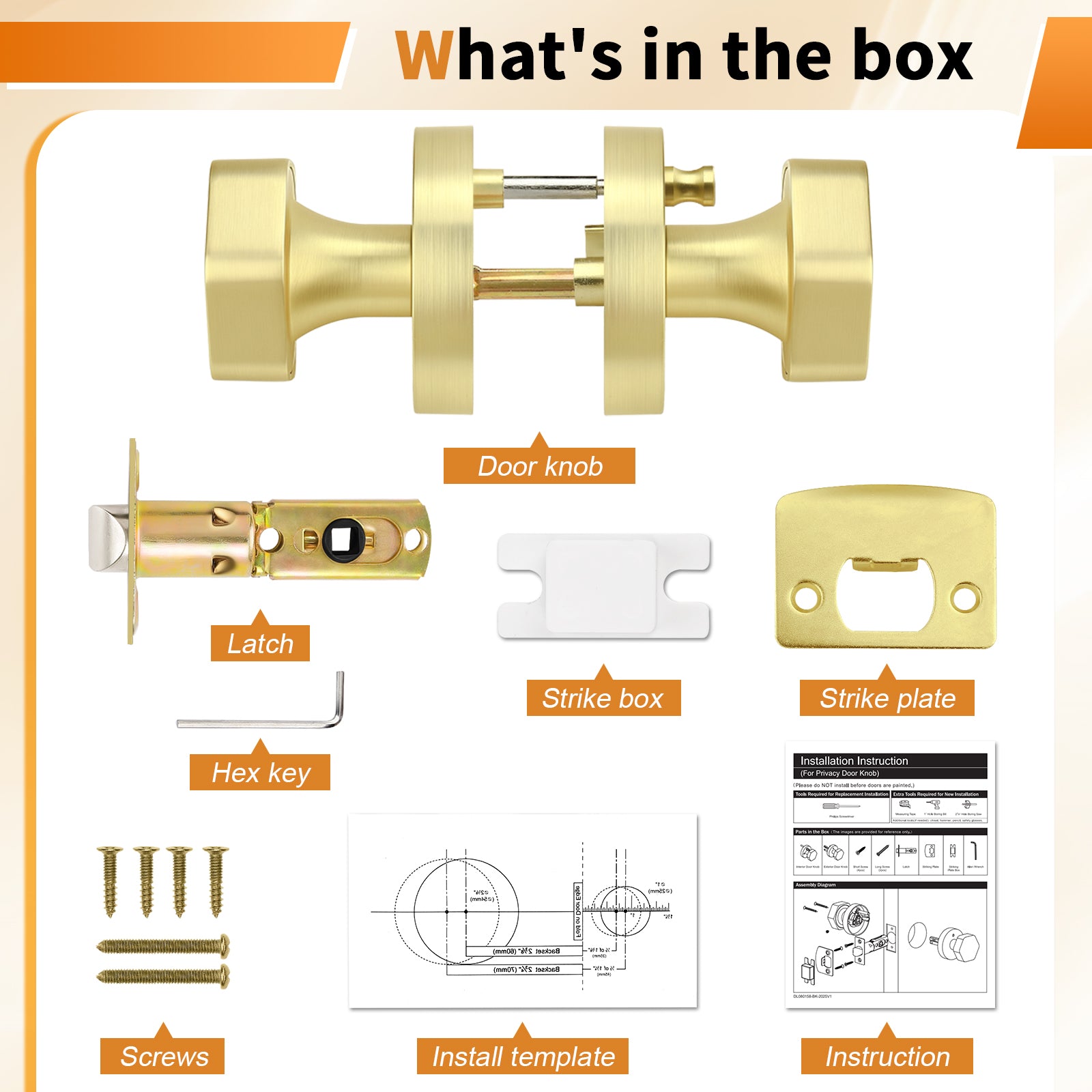Hexagon Door Knobs for Bathroom 