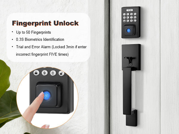Probrico Smart Keyless Entry Door Lock Deadbolt, Front Door Lock Set with Fingerprint Deadbolt, Electronic Digital Keypad Deadbolt Lock 991/993