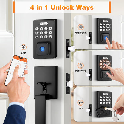Probrico Smart Keyless Entry Door Lock Deadbolt, Front Door Lock Set with Fingerprint Deadbolt, Electronic Digital Keypad Deadbolt Lock 991/993
