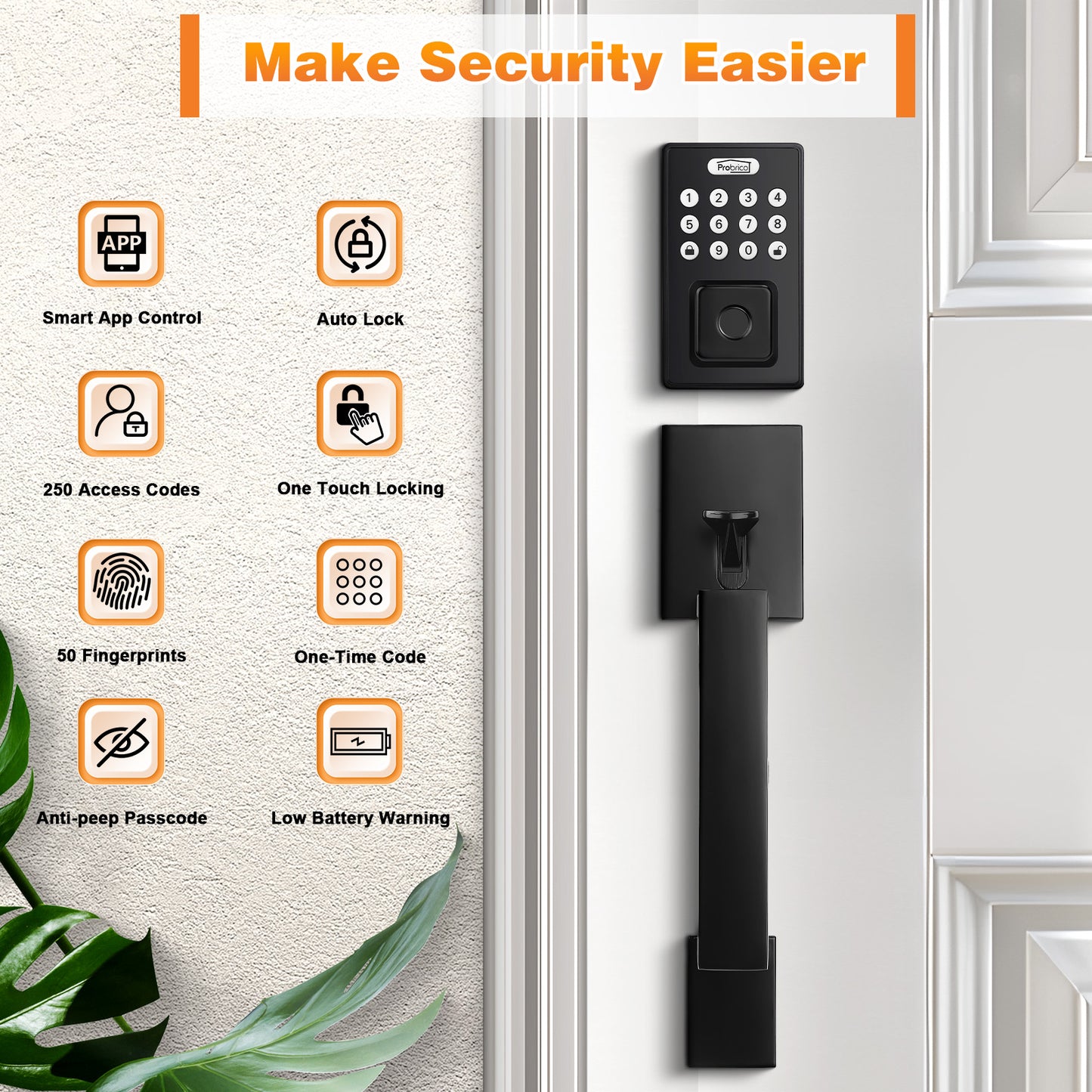 Probrico Smart Keyless Entry Door Lock Deadbolt, Front Door Lock Set with Fingerprint Deadbolt, Electronic Digital Keypad Deadbolt Lock 991/993