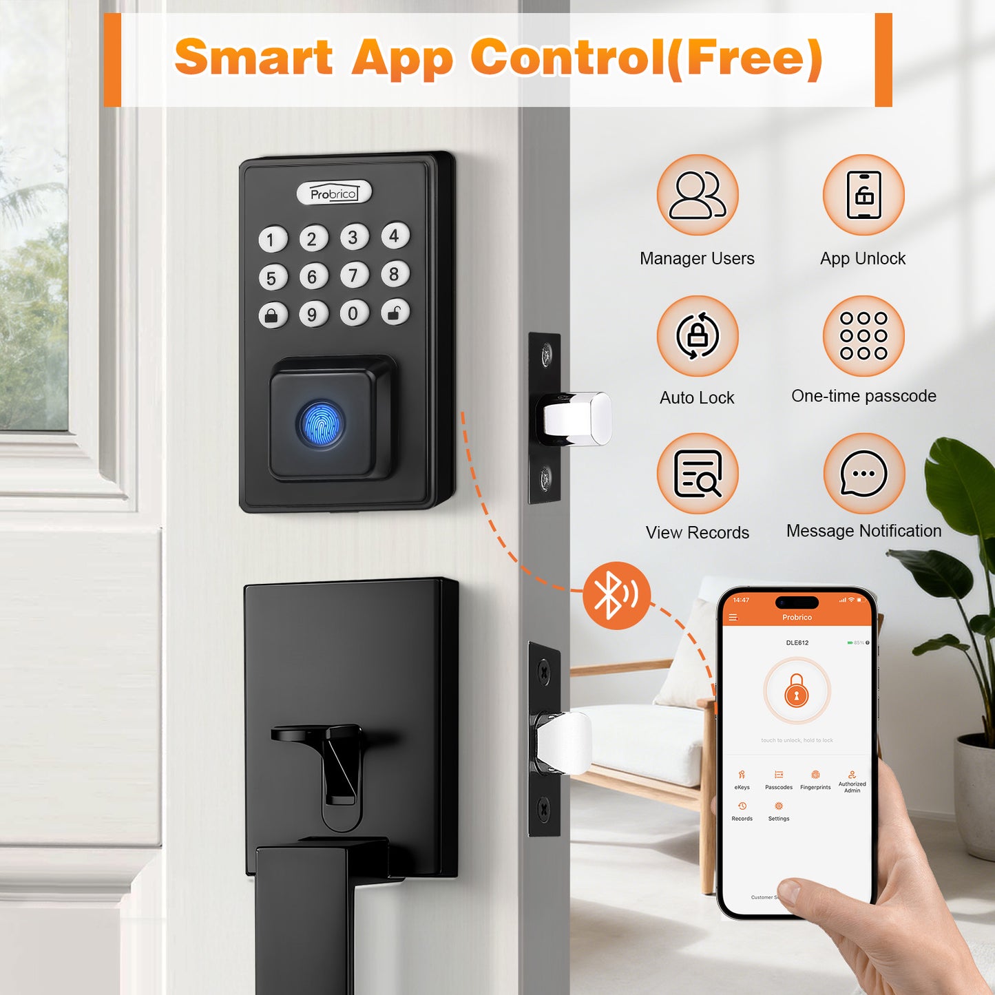 Probrico Smart Keyless Entry Door Lock Deadbolt, Front Door Lock Set with Fingerprint Deadbolt, Electronic Digital Keypad Deadbolt Lock 991/993