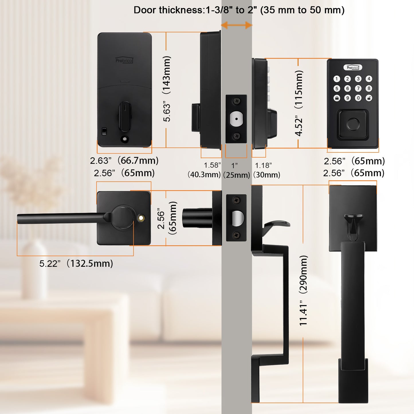 Probrico Smart Keyless Entry Door Lock Deadbolt, Front Door Lock Set with Fingerprint Deadbolt, Electronic Digital Keypad Deadbolt Lock 991/993