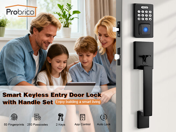 Probrico Smart Keyless Entry Door Lock Deadbolt, Front Door Lock Set with Fingerprint Deadbolt, Electronic Digital Keypad Deadbolt Lock 991/993