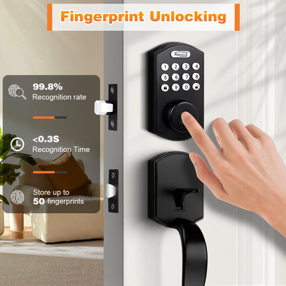 Probrico Smart Keyless Entry Door Lock Deadbolt, Front Door Lock Set with Fingerprint Deadbolt, Electronic Digital Keypad Deadbolt Lock